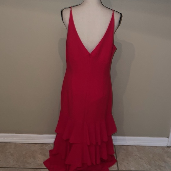 Badgley Mischka ruffle sleeveless maxi dress wedding guest size 14 - Picture 3 of 8